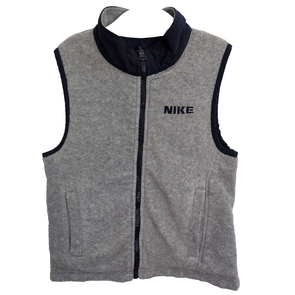 Nike Vintage Y2K Little Kids Reversible Vest Navy/Gray Nylon/Fleece Size 4